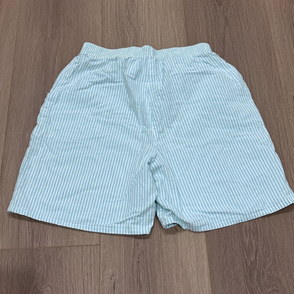 Cascade Blues Women's Vintage Striped 100% Cotton Mom Shorts Blue White Size 14